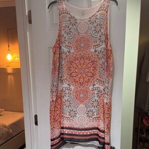 Max Studio Sleeveless Mandala Dress - Orange and White